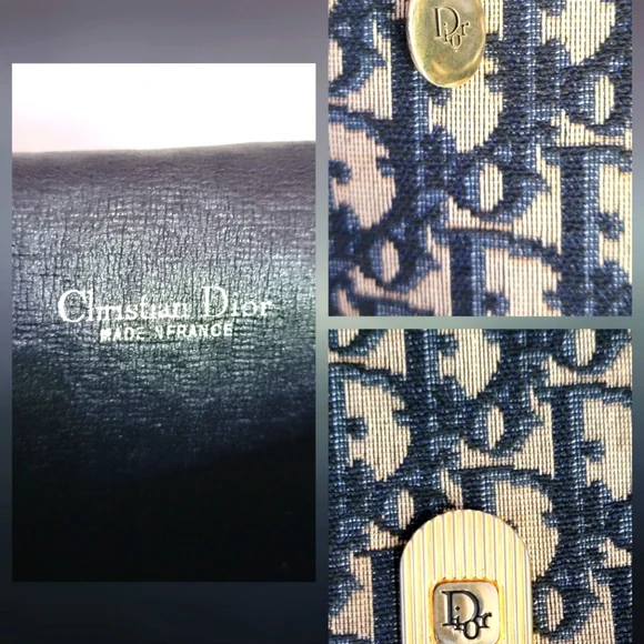 Auth 💞Christian Dior Vintage Navy Jacquard Shoulder Bag W/Adjustable Strap - Picture 13 of 14